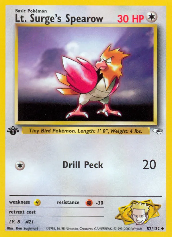 Lt. Surge's Spearow - Gym Heroes #52