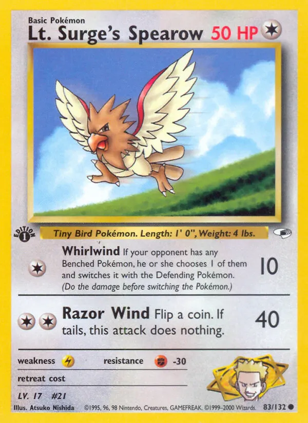 Lt. Surge's Spearow - Gym Heroes #83