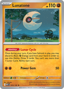 Lunatone - Mega Evolution 74 Pokemon TCG Card
