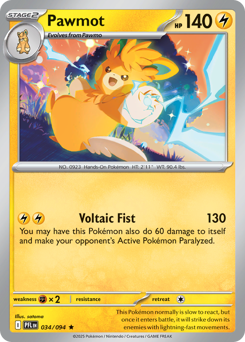 Pawmot - Phantasmal Flames 34 Pokemon TCG Card