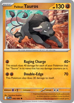 Paldean Tauros - Phantasmal Flames 48 Pokemon TCG Card