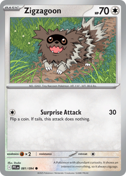 Zigzagoon - Phantasmal Flames 81 Pokemon TCG Card
