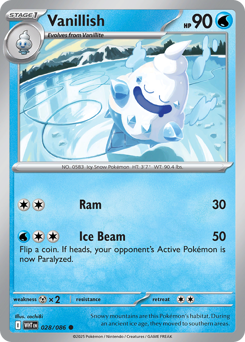 Vanillish - White Flare 28 Pokemon TCG Card