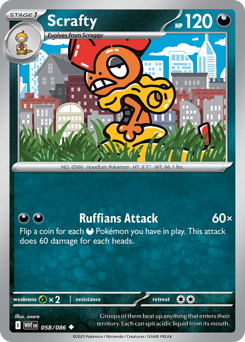 Scrafty - White Flare 58 Pokemon TCG Card