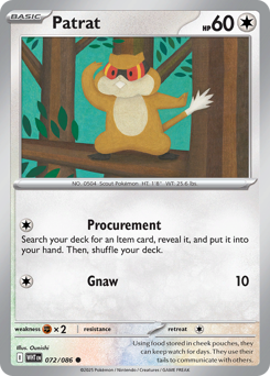 Patrat - White Flare 72 Pokemon TCG Card
