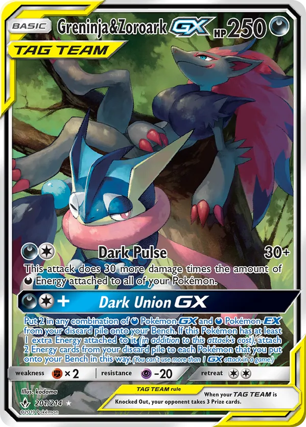 Greninja & Zoroark-GX - Unbroken Bonds #201
