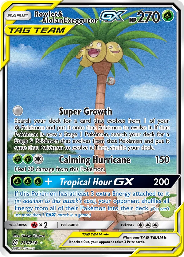Rowlet & Alolan Exeggutor-GX - Unified Minds #215