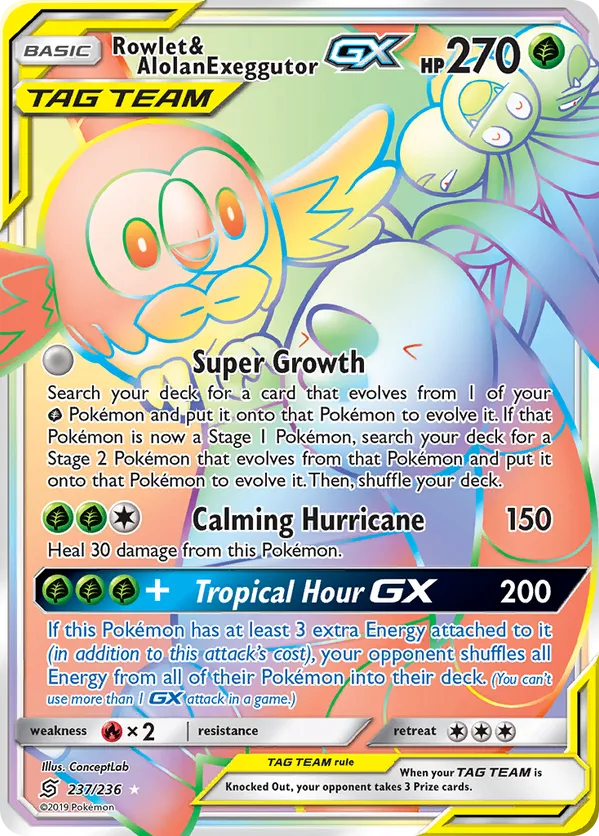 Rowlet & Alolan Exeggutor-GX - Unified Minds #237