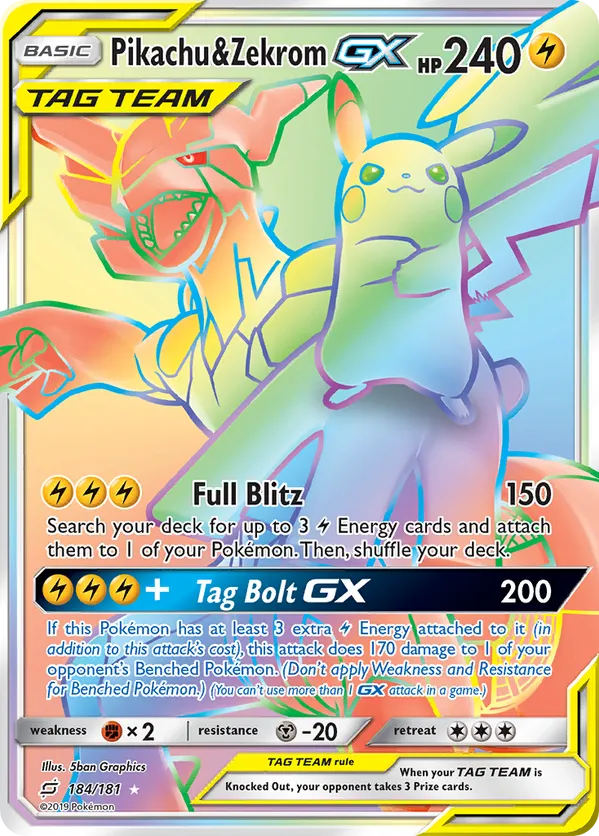 Pikachu & Zekrom-GX - Team Up #184