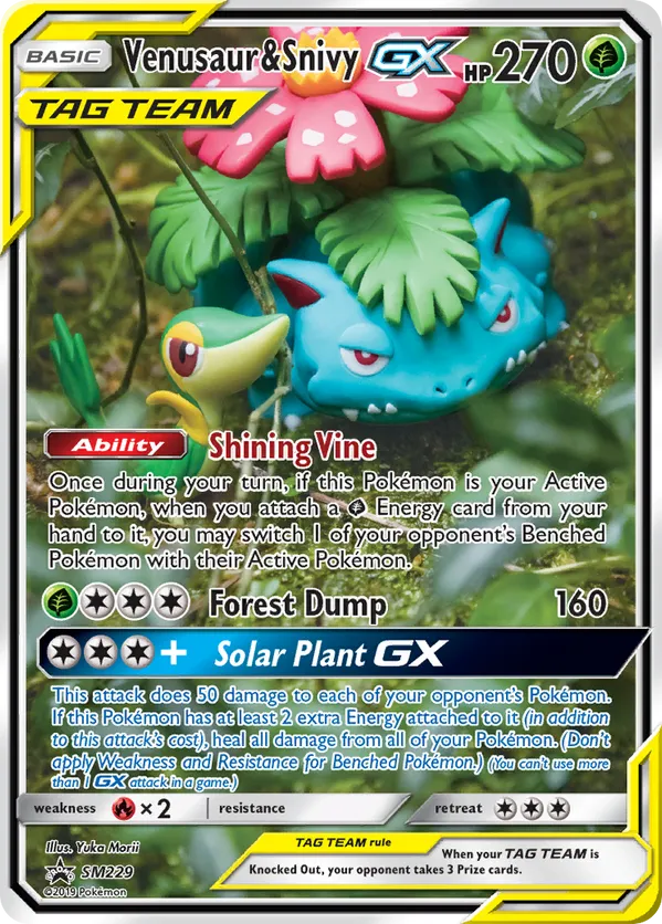 Venusaur & Snivy-GX - SM Black Star Promos #SM229